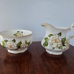 Vintage Paragon Bone China Cream and Sugar Set, Camilia Series, Polar Bear